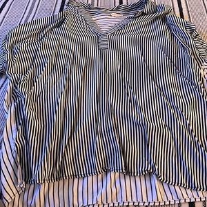 Duel print blouse. Black and white striped